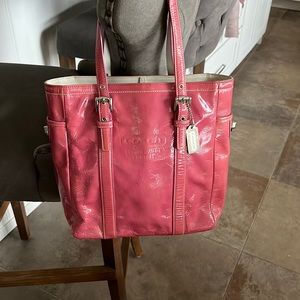 Coach Pink Patent Leather Tote 10x11